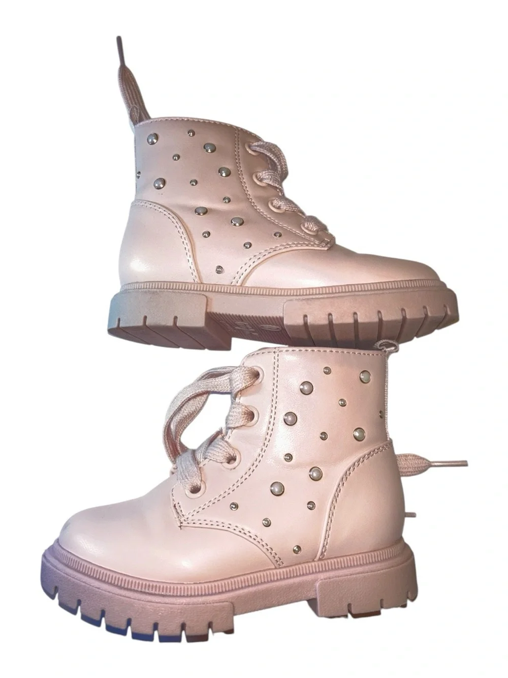 Cat & Jack Pink Metallic Studded Lace-Up Kids Boots